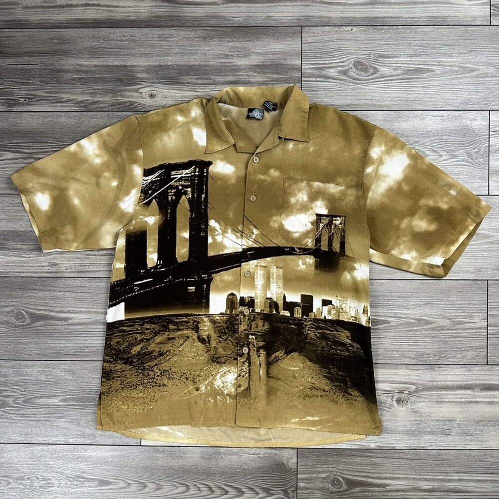 Crazy Y2K Southpole Brooklyn Bridge Button Up Shirt